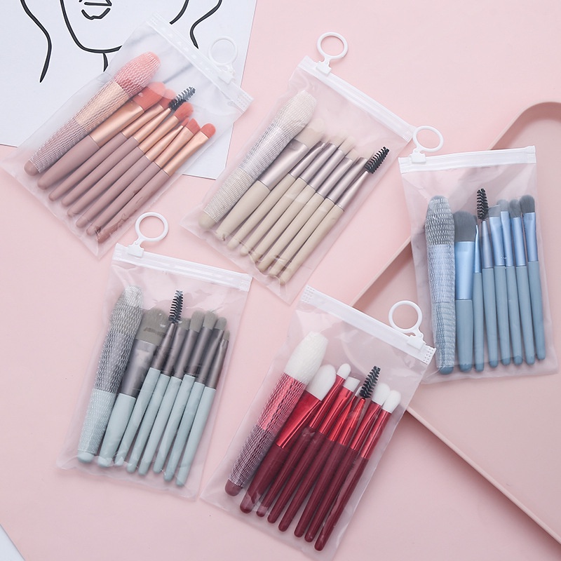 [Hàng mới về] Túi 8 cọ trang điểm du lịch lông mềm thiết kế nhỏ gọn tiện lợi