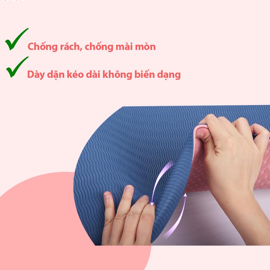 Thảm tập yoga, tập gym tại nhà 2 lớp 8mm TPE 2 lớp T2L chống trơn trượt shop TIDATA 2L8