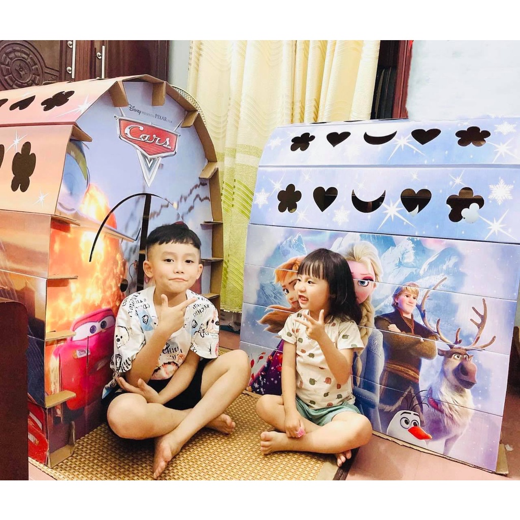 Nhà Bìa Giấy Carton Lắp Ghép An Toàn Hình Công Chúa Elsa