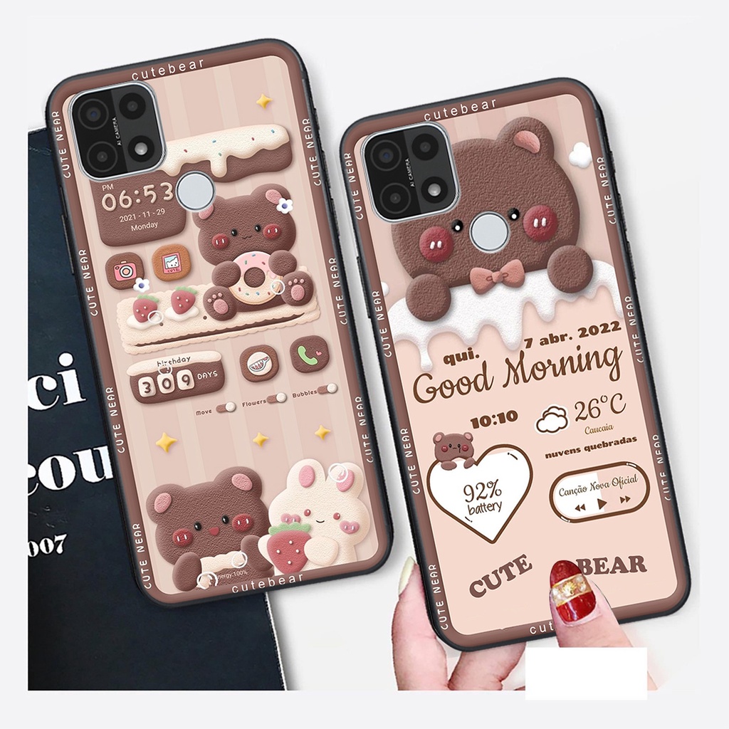 Ốp lưng Oppo A15 / A15S in hình Gấu nâu - hồng, Gấu Be@rick  cực CUTE, DỄ THƯƠNG