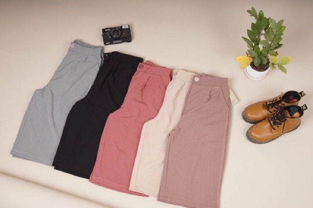 Quần đũi ngố ống rộng KH09, quần culottes đũi dáng lửng cạp cao mùa hè cho nữ