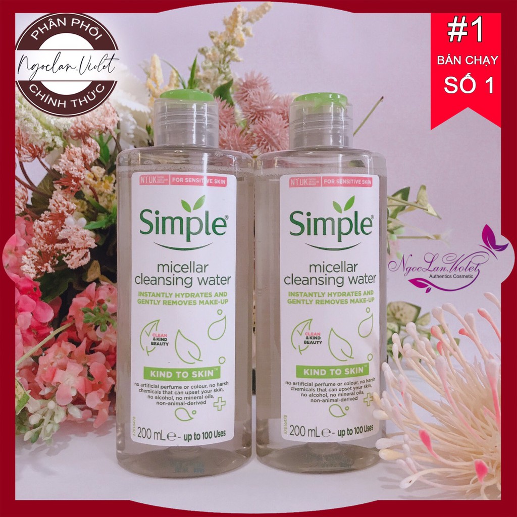 [Bản Anh - Mẫu Mới] Nước hoa hồng Simple, Toner Simple Kind To Skin Soothing Facial 200ml