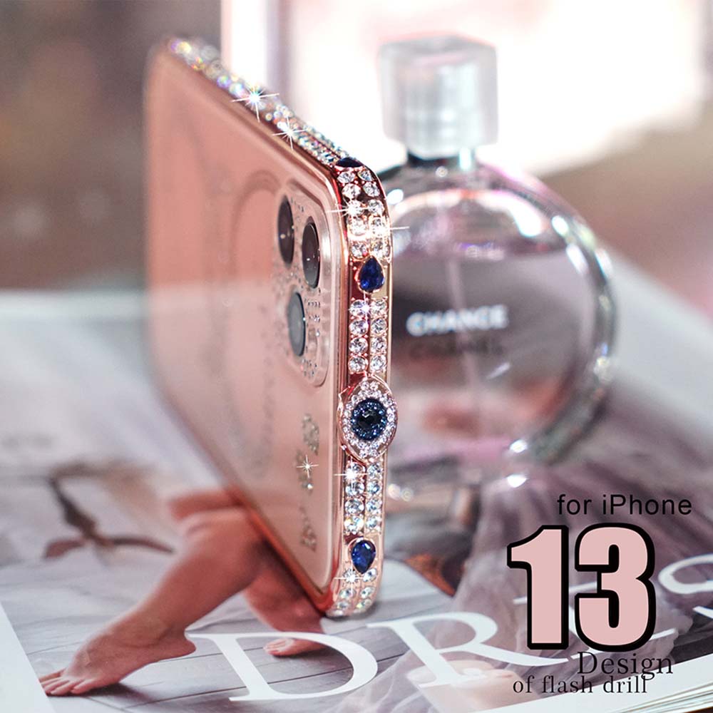 Ốp điện thoại viền kim cương thích hợp cho iPhone 13 Pro Max 12 XR 7 Plus XS 11 ProMax