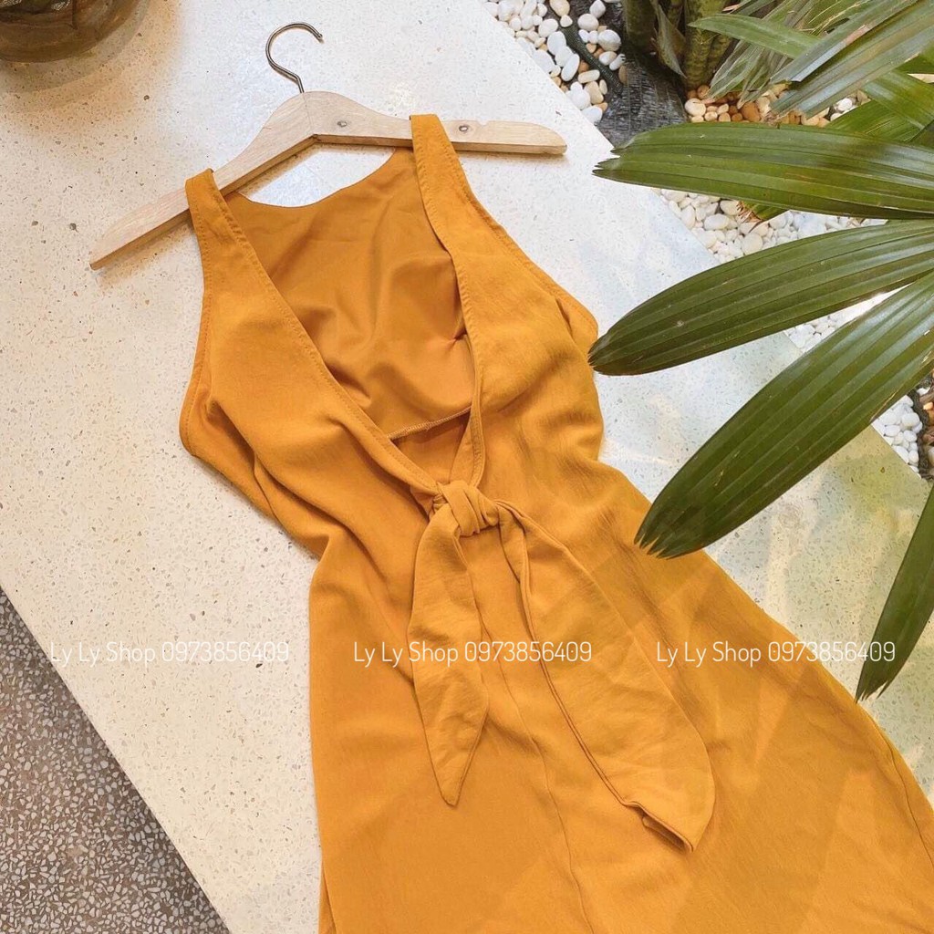 Đầm Sunny nơ lưng 3 màu vàng/đen/xanh biển | BigBuy360 - bigbuy360.vn