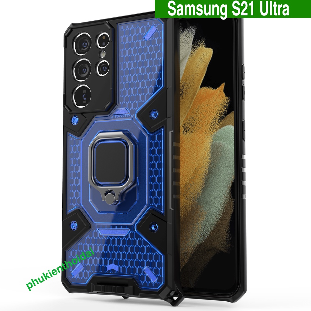 Ốp lưng Samsung S21 Ultra tổ Ong Iring không gian mới chống sốc giá đỡ xem phim