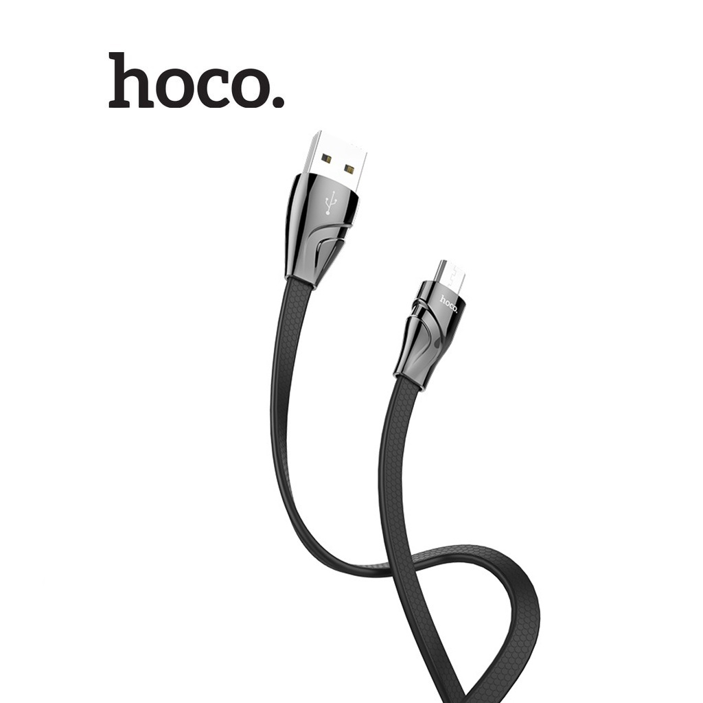 Cáp sạc 2.4A truyền dữ liệu Hoco U57 Micro dây dẹp chống gãy gập cho Android dài 120CM ( Đen)