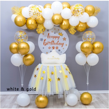 Set bong bóng trang trí sinh nhật + trụ giả bóng bay ( set không kèm phông nền HAPPY BIRTHDAY)