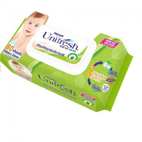 Khăn ướt trẻ em Unifresh - Vitamin E , Nha đam