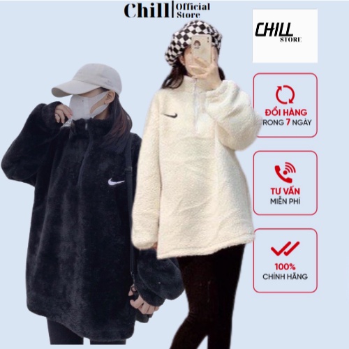 Áo khoác nike lông Áo sweater lông form rộng unisex hàng tốt bền xịn Chillfashion