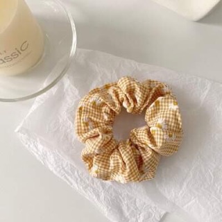 🌼Chun cột tóc vải scrunchie kẻ caro hoa cúc