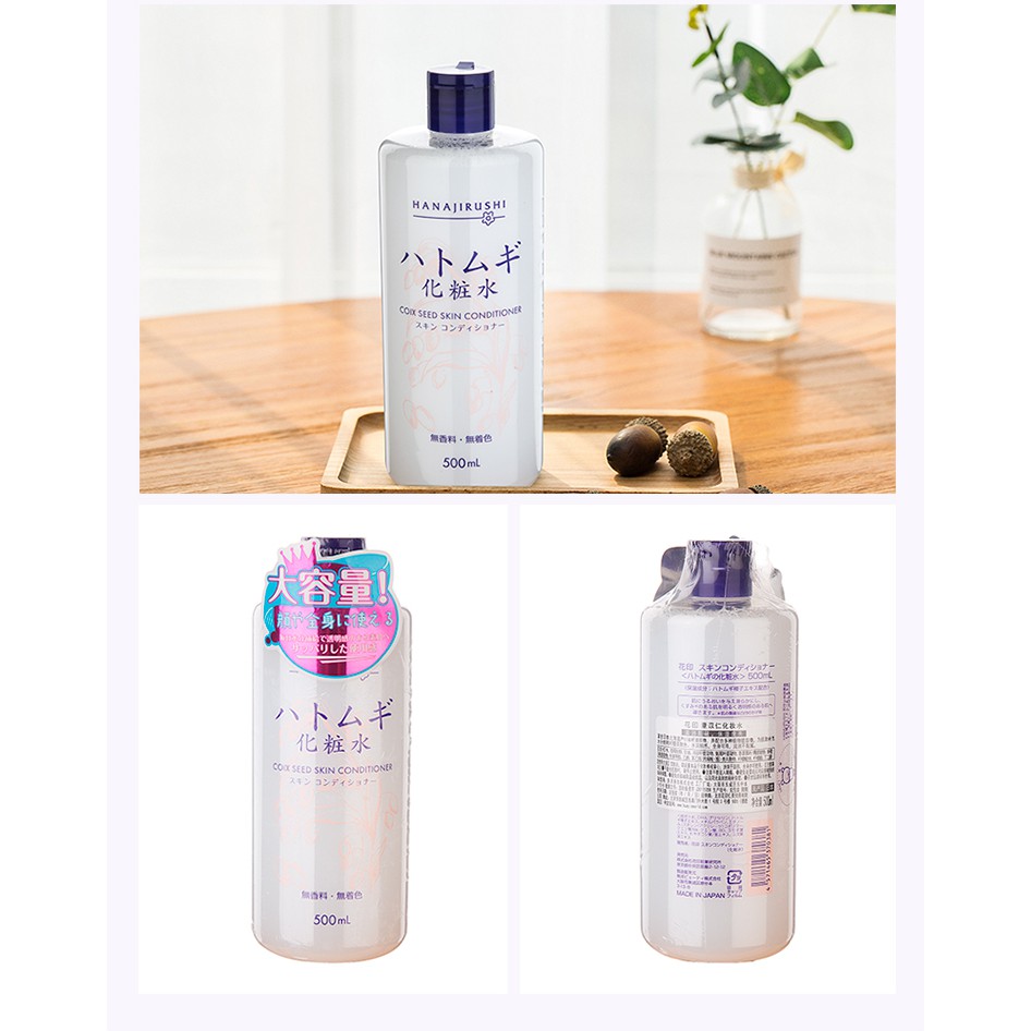 Nước hoa hồng HANAJIRUSHI chiết xuất hạt ý dĩ  xuất xứ Nhật Bản 500ml