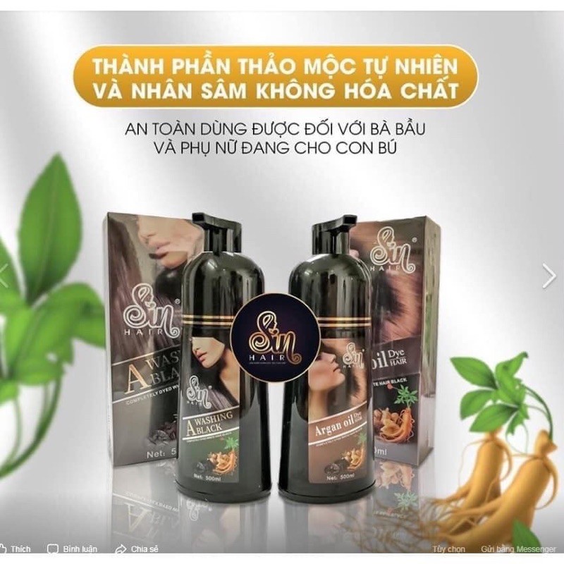 Dầu Gội Thảo Dược Phủ Tóc Bạc Nhân Sâm Sin Hair 500ml hàng chuẩn cty 100% | BigBuy360 - bigbuy360.vn