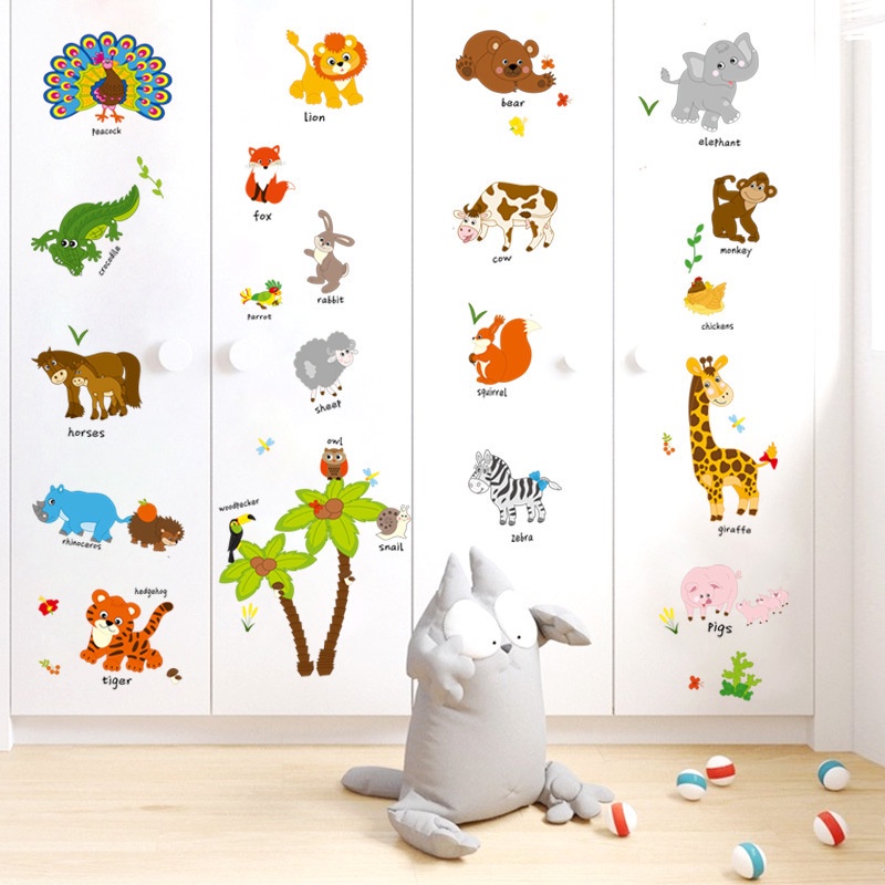 Decal dán tường vườn thú tiếng anh 03