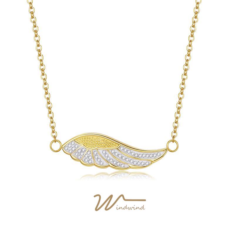 Vòng cổ Mặt Hình Cánh Thiên Thần Kim Cương Lấp Lánh 18K