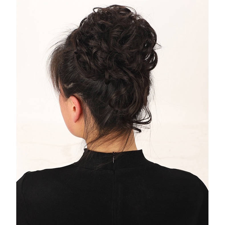 Búi tóc giả xoăn lơi cột chun 😍FREESHIP😍 tóc búi xoăn xù J25L