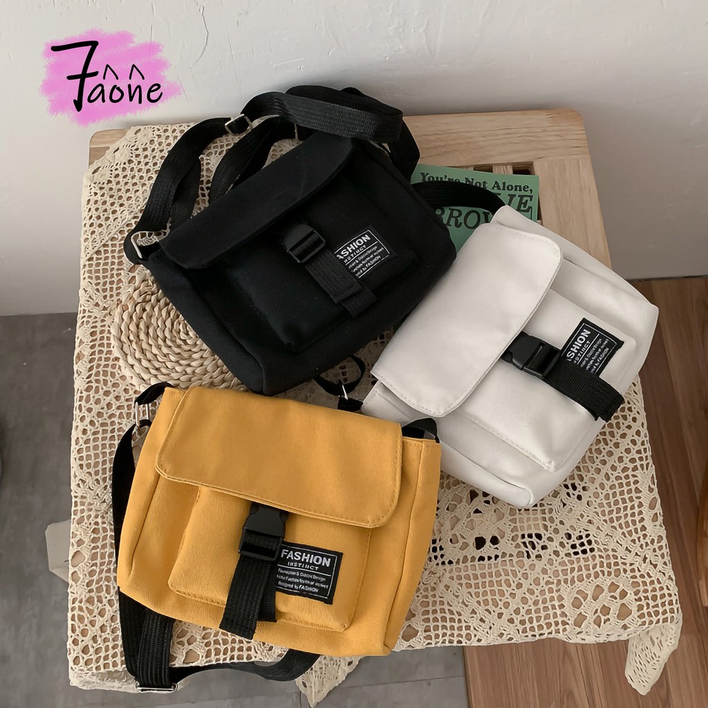 TÚI TOTE ĐEO CHÉO 1 KHÓA BÊN NGOÀI ULZZANG (VẢI CANVAS)