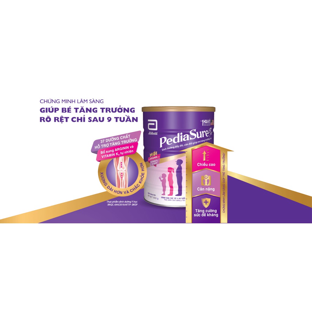 SỮA BỘT PEDIASURE ÍT NGỌT HƯƠNG VANI - HỘP 400G