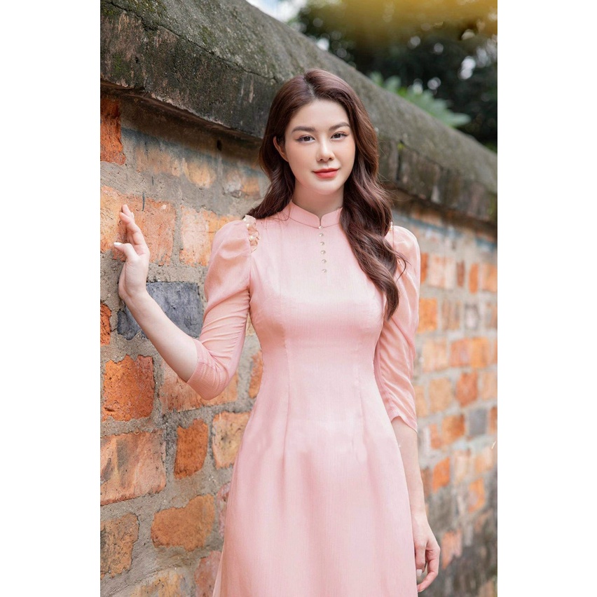 SET Bộ ÁO DÀI 4 TÀ TAY BỒNG TƠ ÓNG hàng Thiết Kế CAO CẤP