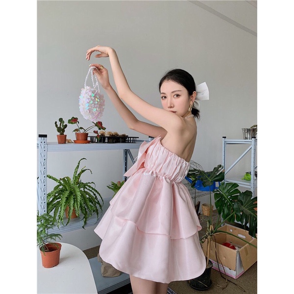 Váy công chúa đính nơ cúp ngực xinh xắn | BigBuy360 - bigbuy360.vn