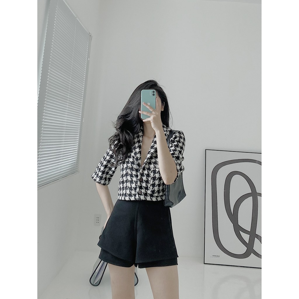 YU CHERRY | Áo nữ Gingham Pocket Blazer YA362