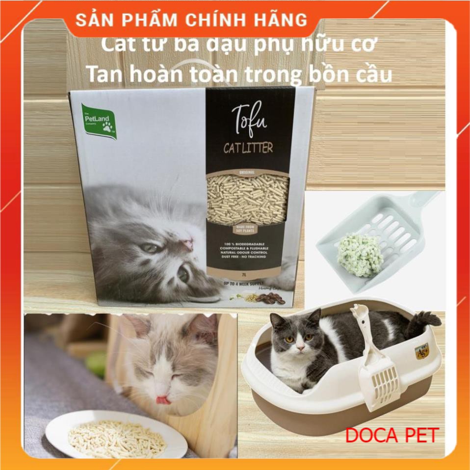 Cát đậu phụ Tofu 7L Cát vệ sinh cho mèo làm từ bã đậu nành Hữu cơ hòa tan trong bồn cầu và mèo ăn không sao