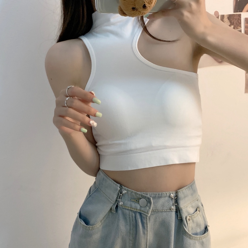 DUNEA Áo Lửng Hai Dây Cổ Cao Một Mảnh Có Đệm Ngực Gợi Cảm Cho Nữ DUNEA