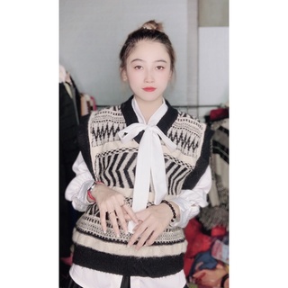 Áo gile Len Hoạ tiết