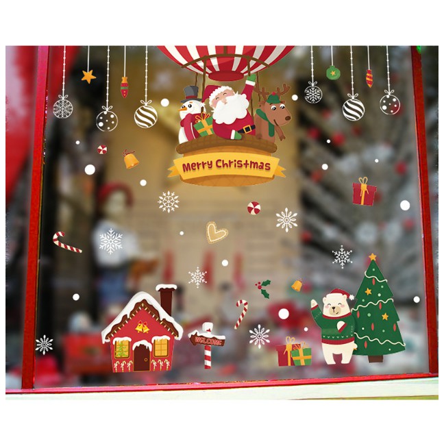 Decal dán tường Noel - Chào lễ bằng Khí Cầu