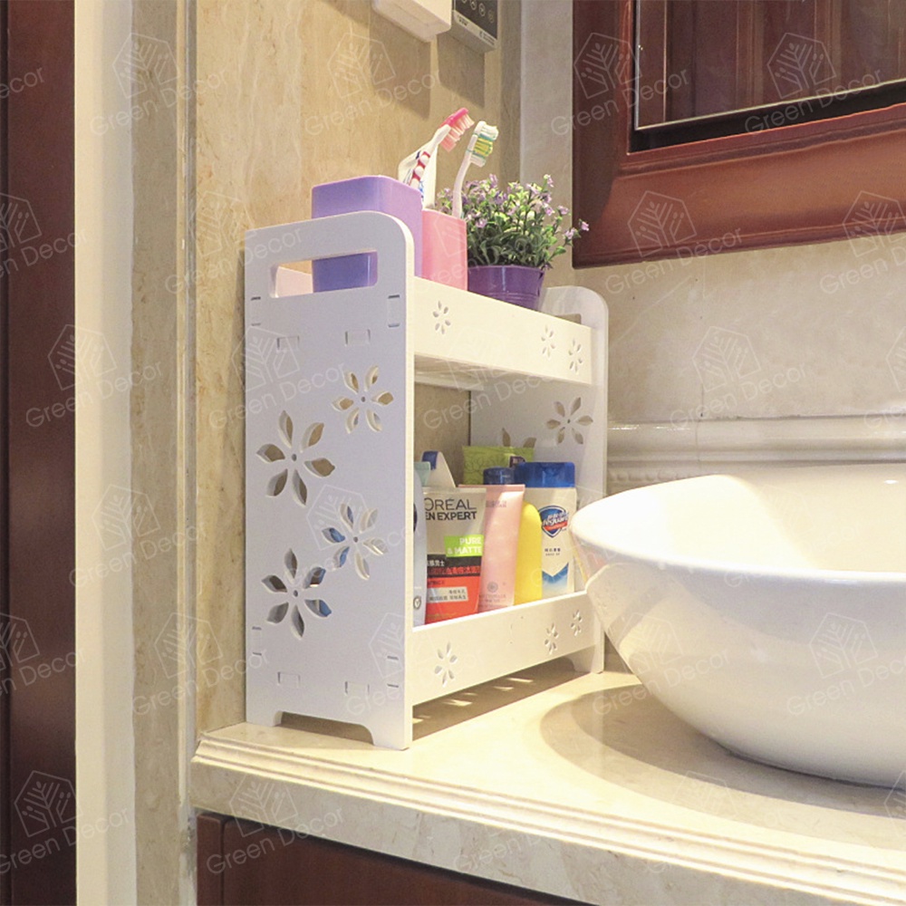 Kệ giá nhà tắm, kệ nhà tắm treo tường màu trắng,  đựng sữa rửa mặt đựng mĩ phẩm - Green Decor