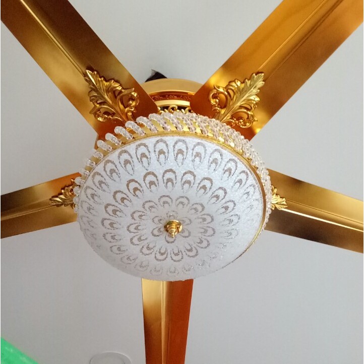 Quạt Trần Đèn Nhập Khẩu 5 Cánh Mạ 24k /18k, Quạt Trần Trang Trí Phòng Khách Đẹp,Sang Trọng
