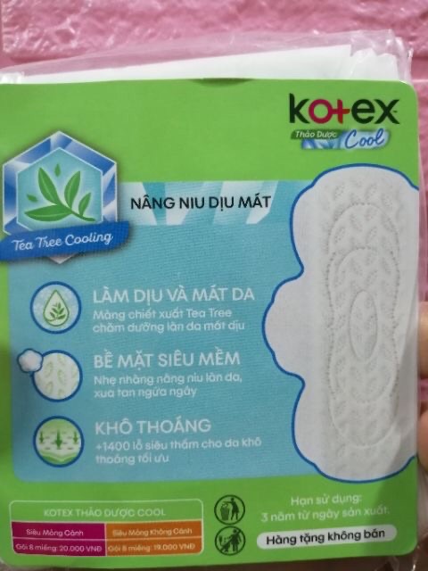 Băng Vệ Sinh Kotex Thảo Dược Cool Mát Lạnh Siêu Mỏng (1 miếng)