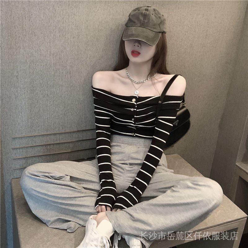 Áo Thun Tay Dài Hở Vai Phong Cách Phương Tây Thời Trang Mùa Thu Cho Nữ