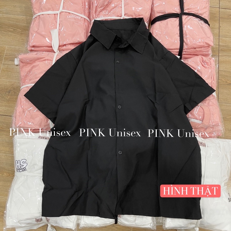 [ PINK ] Áo Sơ Mi TRƠN BASIC form rộng tay lỡ Unisex