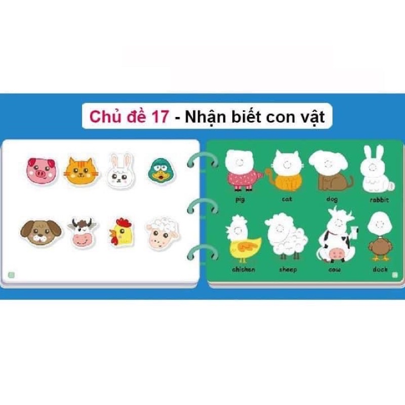 Đồ Chơi Giáo Dục Sớm Cho Bé, Bộ Học Liệu Bóc Dán 17 Chủ Đề,Bảng Bận Rộn Quiet Book, Busy Board, Bóc Dán Cho Bé 2-6 tuổi