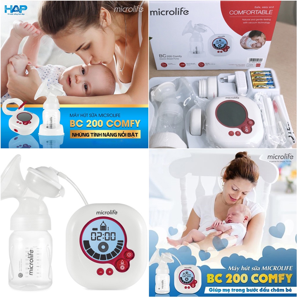 [Thương Hiệu Thụy Sĩ] Máy hút sữa điện Microlife BC200 Comfy - Có Chế Độ Kích Thích Và 10 Chế Hút Sữa Tự Động