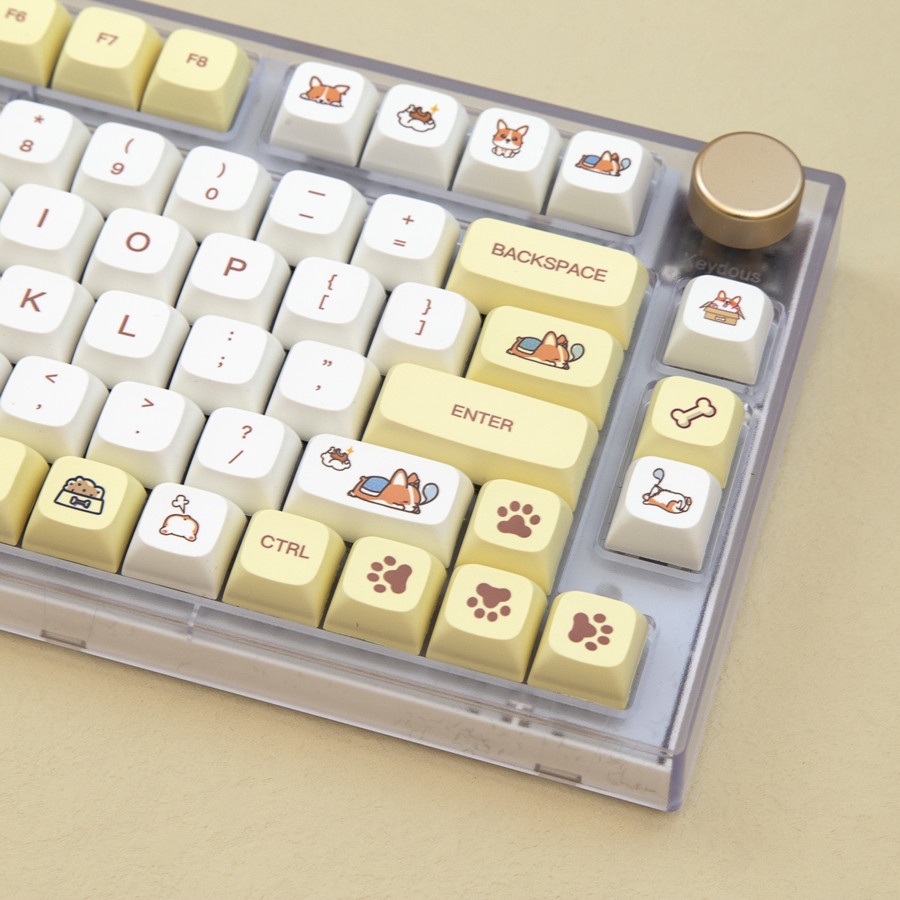136 Phím Corgi Keycap XDA Hồ sơ Hình thú dễ thương PBT Thuốc nhuộm phụ Bàn phím cơ học Keycaps