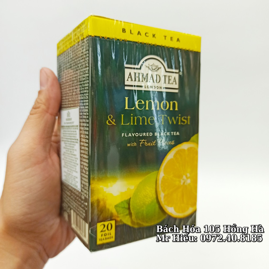 [T4/2024] Trà Ahmad Tea vị Chanh hộp 20 gói - Lemon &amp; Lime Twist