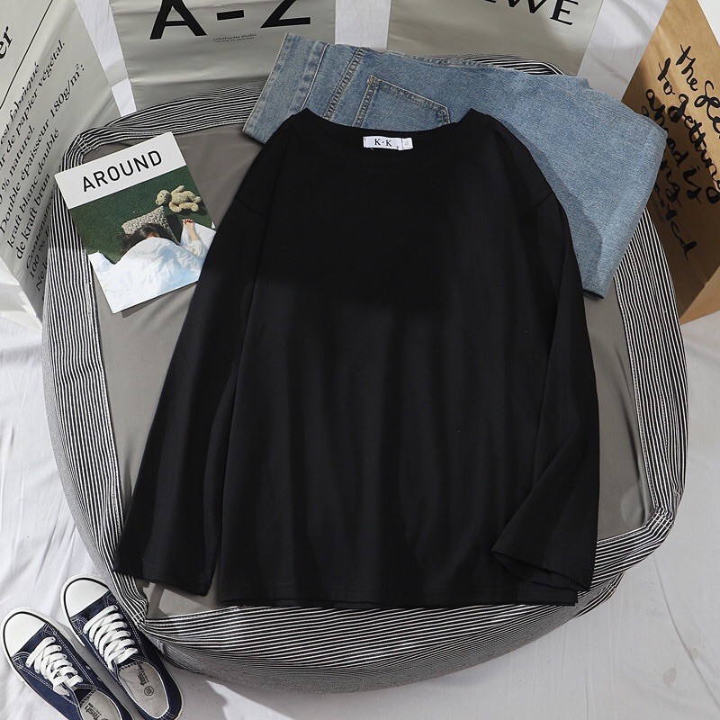 [SALE SHOCK] áo phông trơn tay dài phom rộng dáng unisex trend 2021 | BigBuy360 - bigbuy360.vn