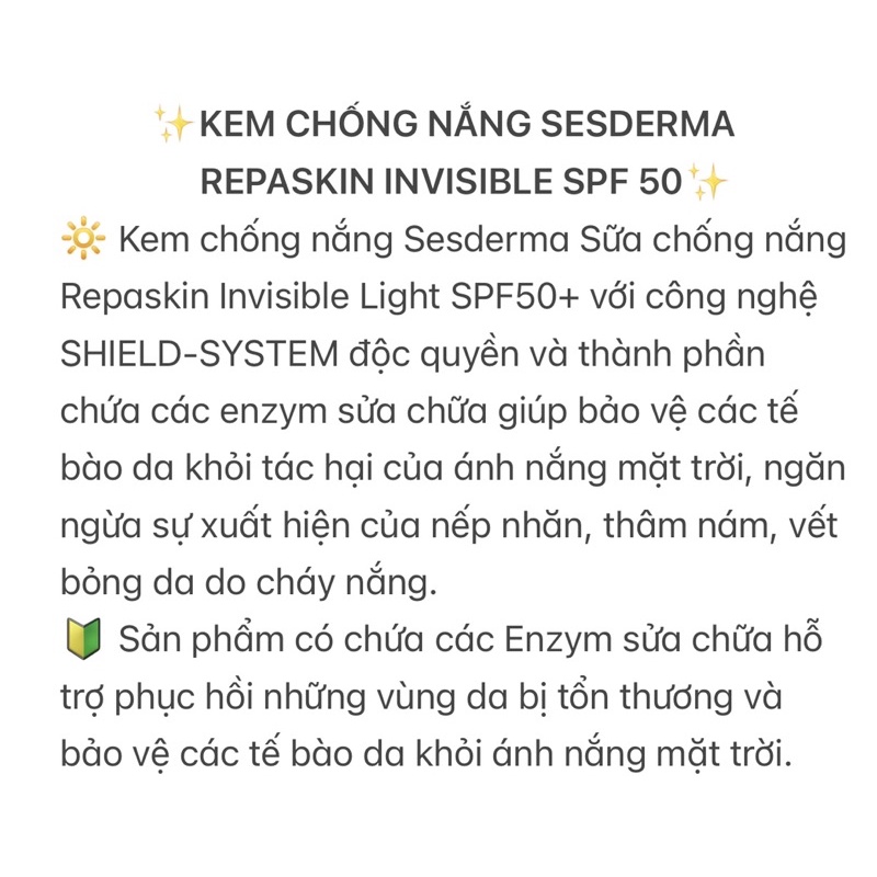 [TÂY BAN NHA] Kem chống nắng Sesderma Repaskin Invisible SPF 50