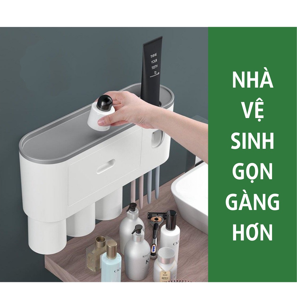 Bộ nhả kem đánh răng tự động OENON kèm cốc kệ phòng tắm thông minh