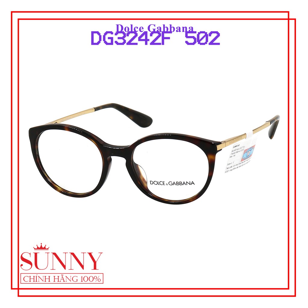Gọng kính chính hãng Dolce &amp; Gabbana DG3242F màu sắc thời trang, thiết kế dễ đeo bảo vệ mắt