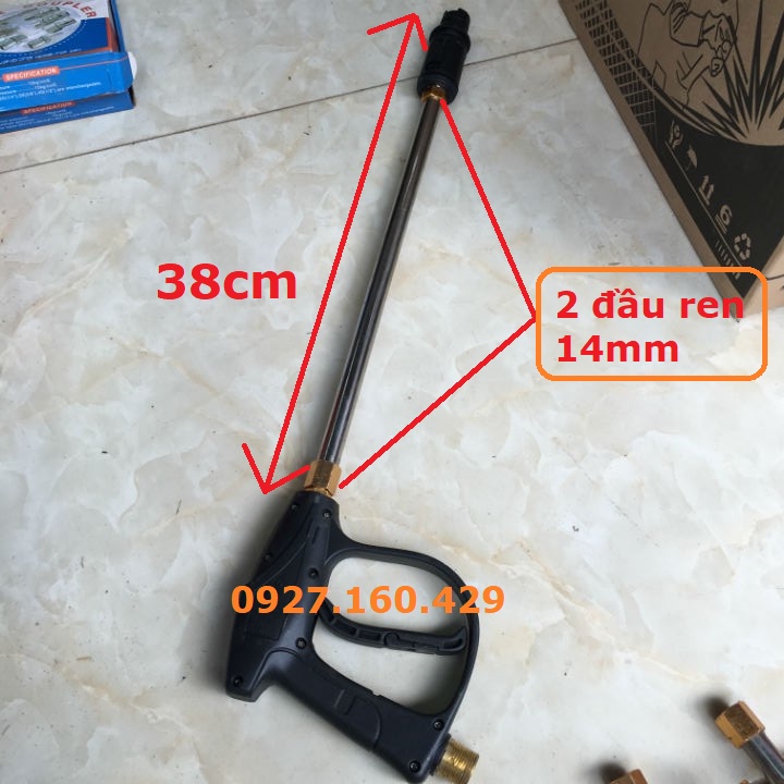 (HÀNG LOẠI 1) Súng rửa xe áp lực cao ren ngoài 22mm Và 14mm kèm ông nối inox dài 38cm