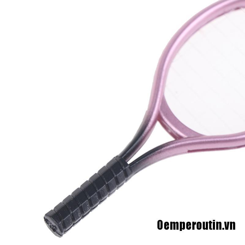 Oemperoutin❤1 Set 1/6 1/12 Miniature Children Garden Mini Tennis Racket Ball Gift Doll House