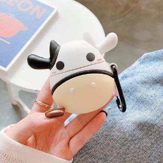 Silicone White Cow Cartoon Protective Cover Bluetooth Wireless Earphone Case For Airpods Cover