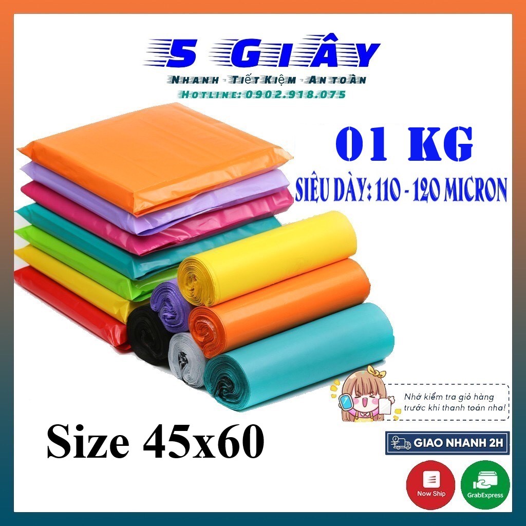 [Đủ màu– 1kg - 45x60] Túi gói hàng niêm phong tự dính - túi đóng hàng chuyển phát nhanh có sẵn keo dính – 5 GIÂY