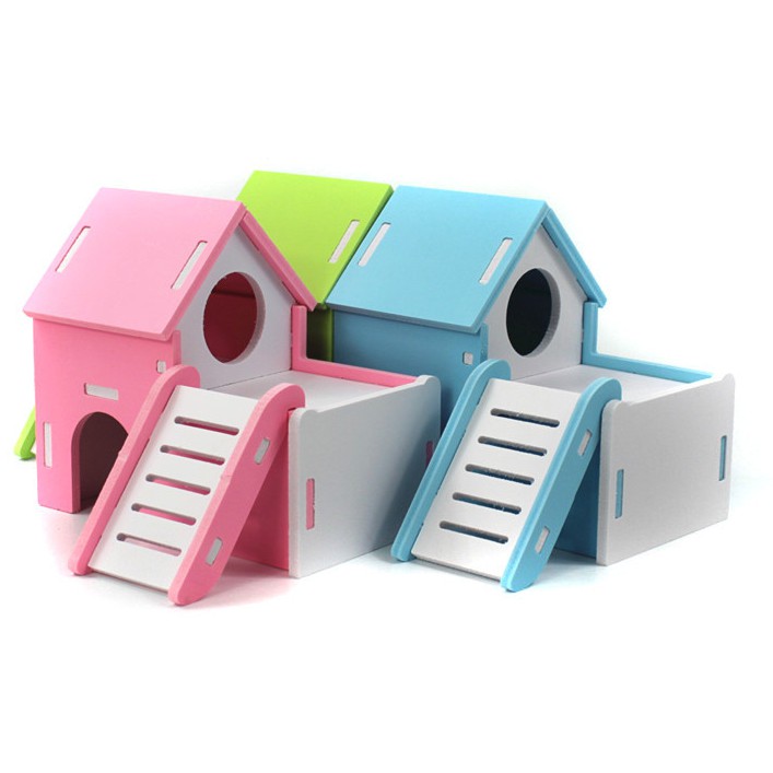 Nhà Gỗ 2 Tầng Có Cầu Thang Cho Hamster