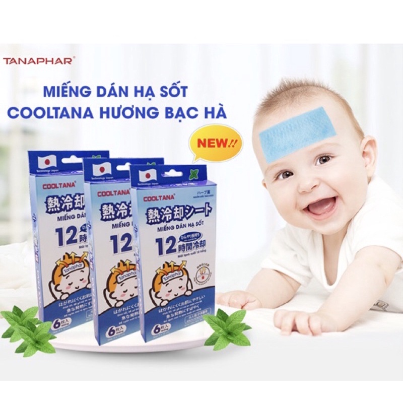 [Hộp 6 miếng] Miếng dán Cooltana - Dán hạ sốt Cooltana cho bé - Dùng được cho trẻ nhỏ, trẻ sơ sinh