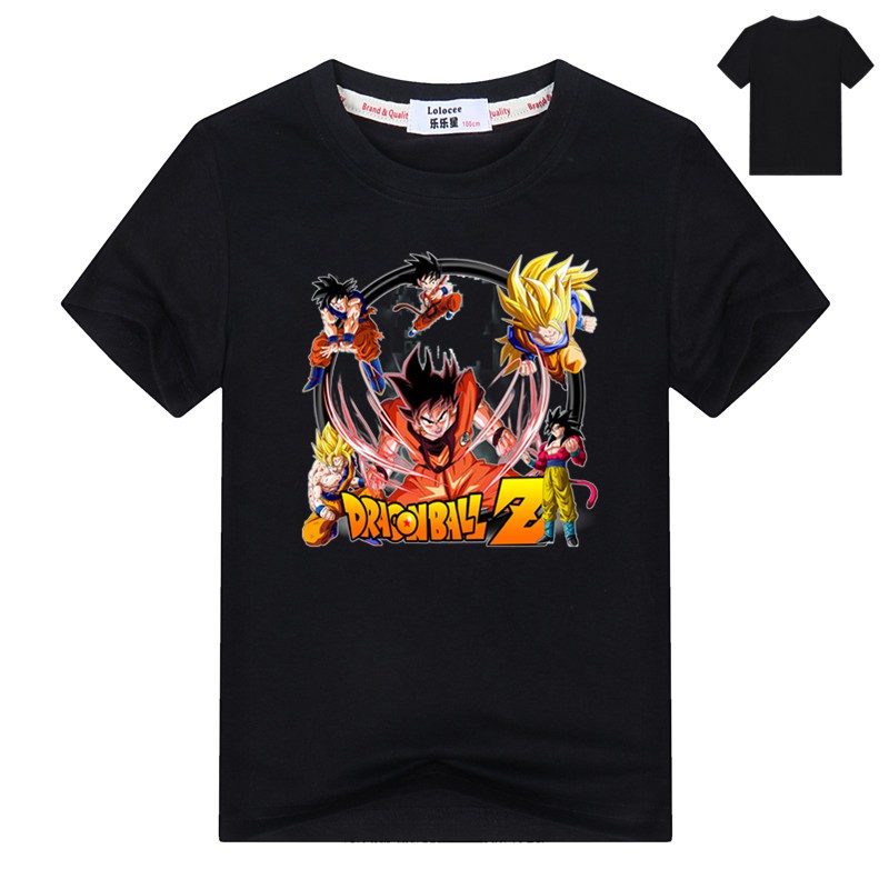 Áo thun cotton tay ngắn in hình Dragon Ball thời trang mùa hè cho bé trai