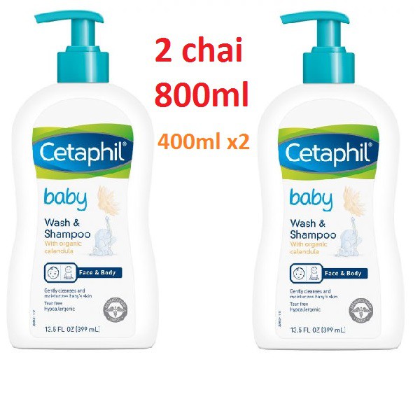 Cetaphil 399ml tắm gội cho bé chính hãng từ Mỹ đường máy bay combo 2 chai 399ml