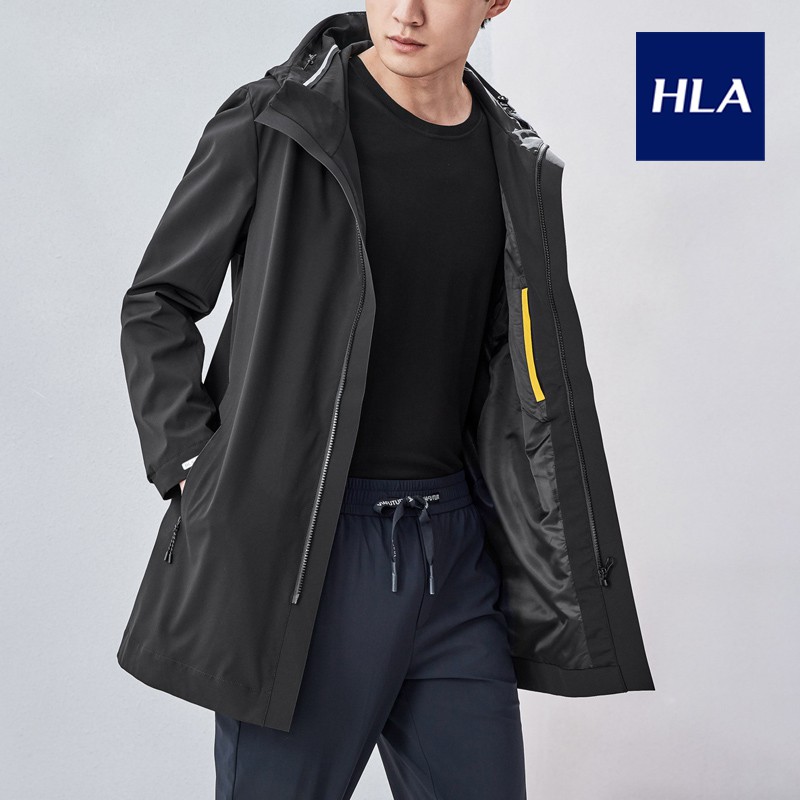 Áo Khoác Nam Phối Mũ Trùm HLA Windproof Hooded Windbreaker